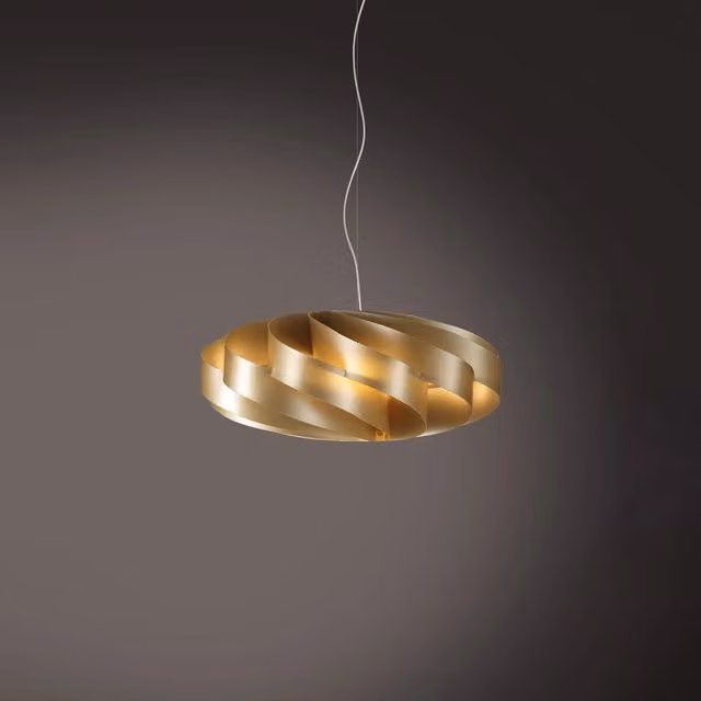 Lampada a sospensione moderna Flat Polilux Linea Zero in metallo cromo e gold/brass con 1 luce E27