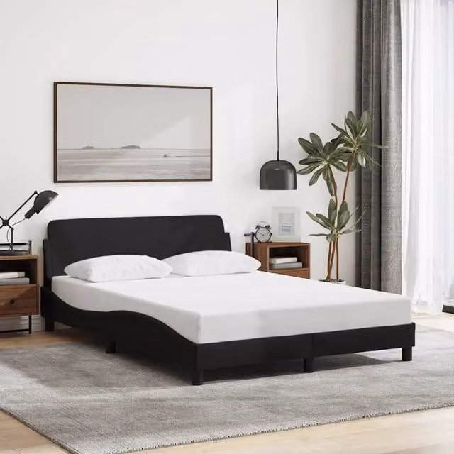 Giroletto-Struttura Letto Dover Nero 140x200 cm in Tessuto