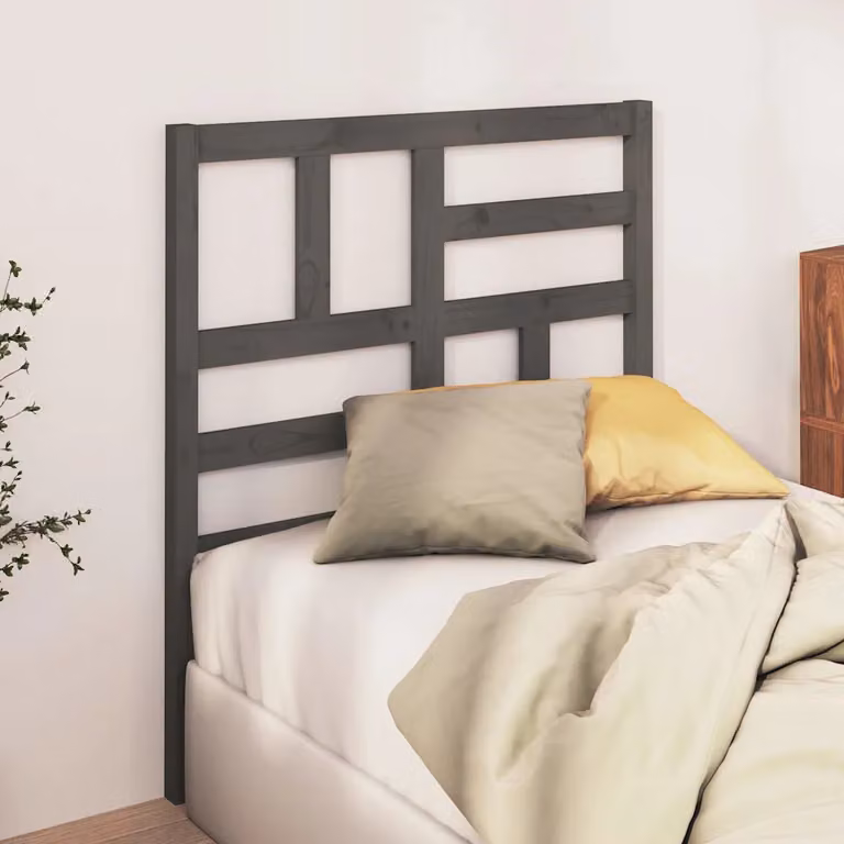 Testiera per letto vidaXL in legno massello di pino, colore grigio, L: 106 cm, P: 4 cm, H: 104 cm