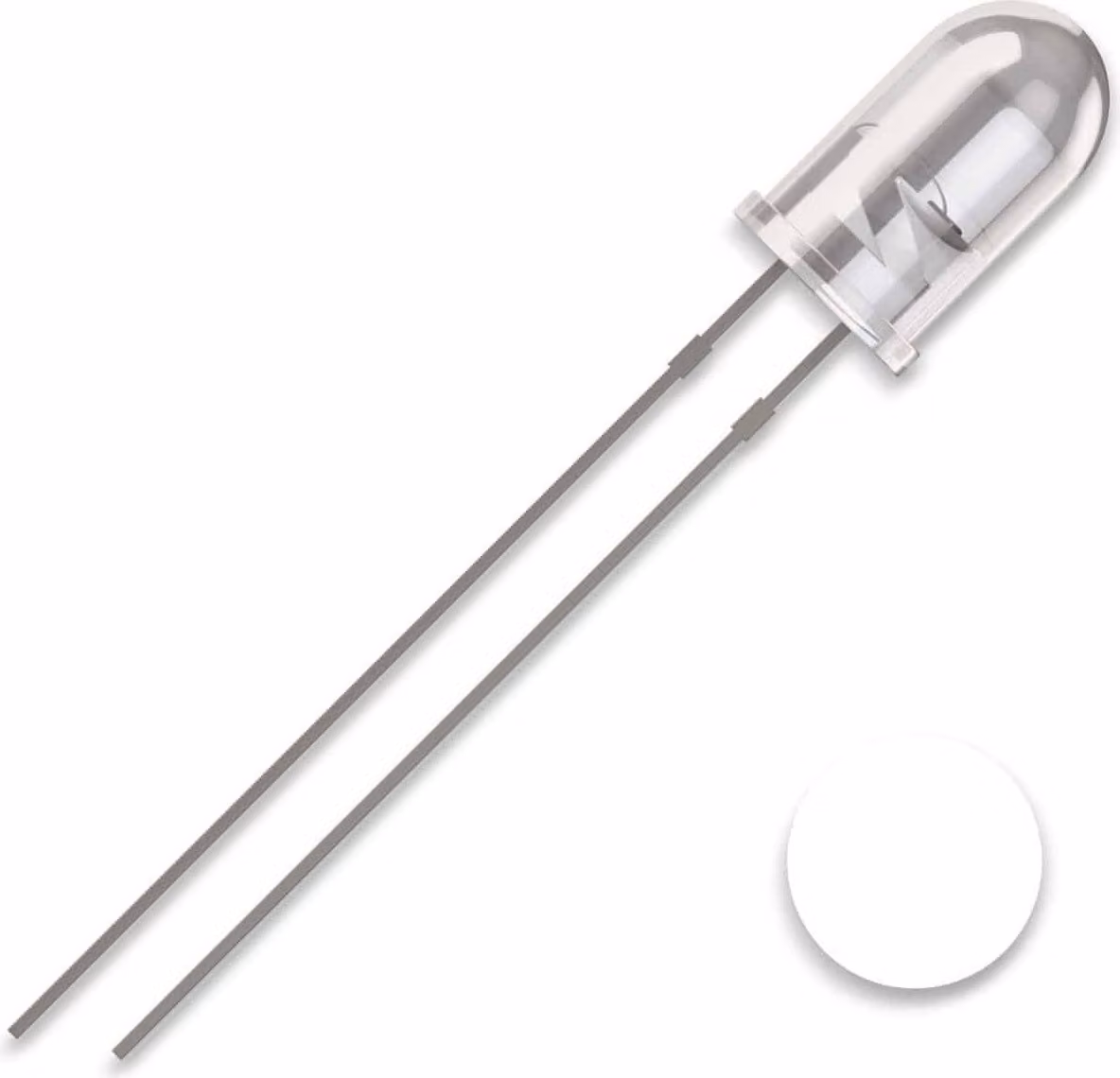 QUADRIOS LED, 5 mm, colore luce: bianco freddo, colore alloggiamento: chiaro, 15000 mcd, 8000 K, 2,54 mm
