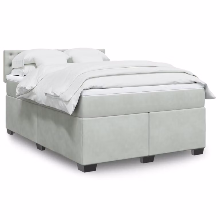 vidaXL Giroletto a Molle con Materasso Ibrido in Velluto Grigio Chiaro L/P/H: 160 x 200 cm