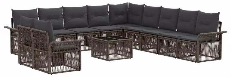 Set Divano da Giardino 12 pcs Grigio polyrattan