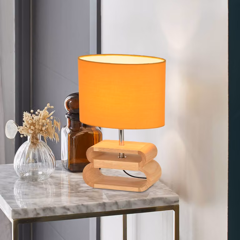 COREP Lampada da tavolo Oslo, Giallo / Arancione, Soggiorno / Sala da pranzo, Legno, Lampada da tavolo