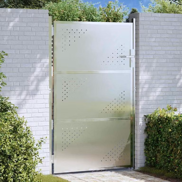Cancello singolo da giardino vidaXL in acciaio inossidabile argento L: 100 cm, H: 150 cm