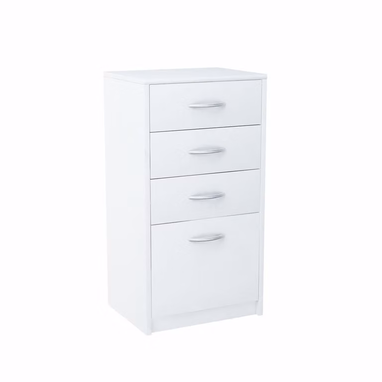 Comodà Meblando a 4 cassetti, H85 cm L45 cm P35 cm, credenza per soggiorno o ingresso, bianca