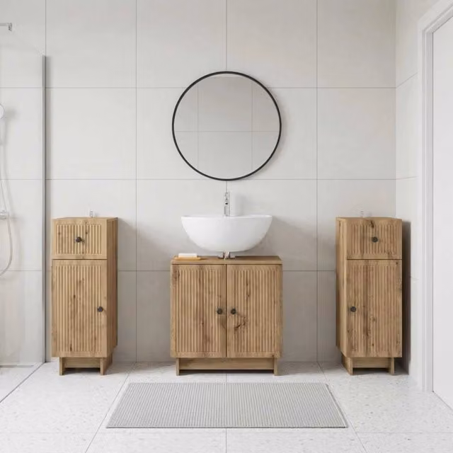 Set di armadietti da bagno in 3 pezzi EDE Rovere Artigianale 3417989