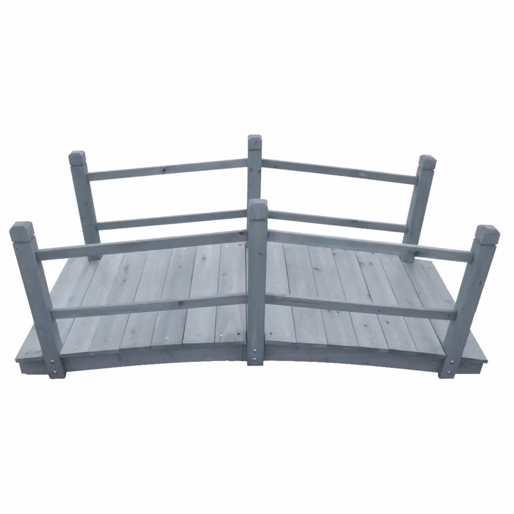 Ponte da Giardino in Legno Massello di Abete Grigio L/P/H: 140 x 60 x 56 cm CFW8798176 – 2