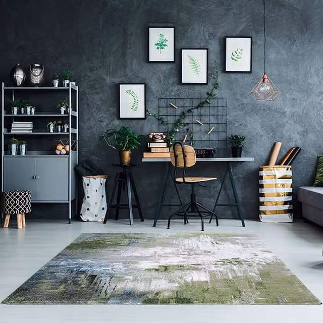 Tappeto Gallery J Leroy Merlin verde con design astratto moderno in polipropilene L 190 x P 133 cm