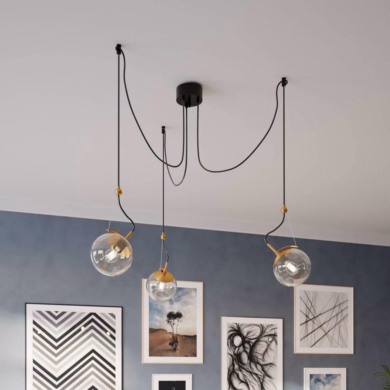 By Rydéns Lampada a sospensione in vetro Carry, dimmerabile, Alluminio / Grigio / Zincato, Soggiorno / Sala da pranzo, Vetro, Lampada a sospensione