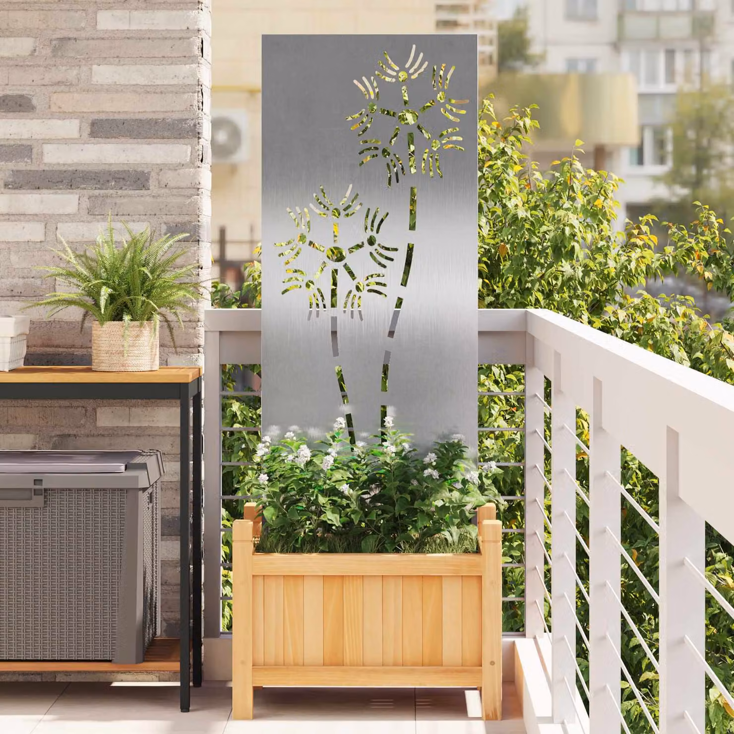 Paravent per privacy in giardino vidaXL in acciaio inossidabile Argento L: 50 cm, H: 140 cm