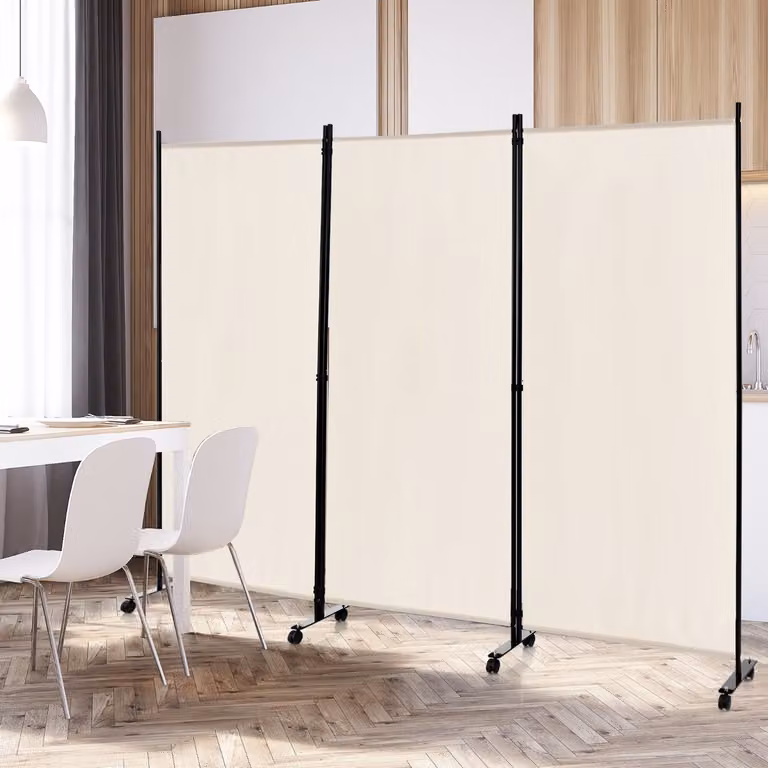 Divisorio Costway a 3 pannelli in tessuto con ruote per privacy, ideale per casa e ufficio, Beige