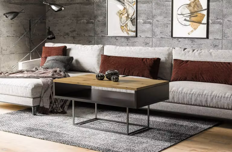 Endo-Möbel tavolino Enna 100x60x53 cm tavolino da salotto con ripiano (rovere Artisan)