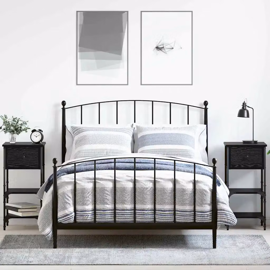 Set di 2 Armadi da Notte Moderni vidaXL in Nero Opaco L: 33,5 cm, P: 36 cm, H: 70 cm