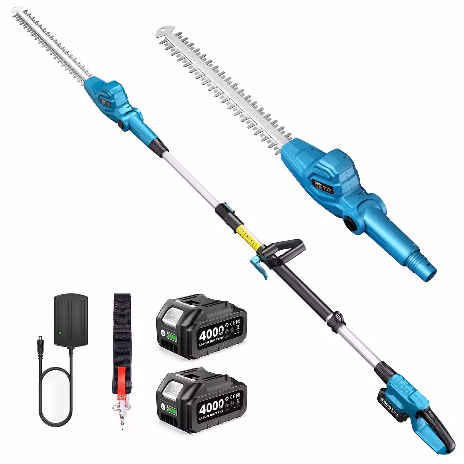 Potatore elettrico telescopico - Potenza: 600 W - Larghezza di taglio: 20 pollici - Ideale per siepi alte