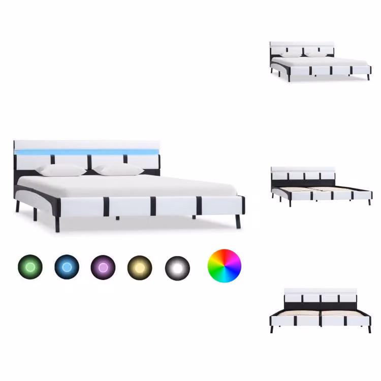 vidaXL Struttura letto con LED in ecopelle bianca 160×200 cm - Letti e strutture letto