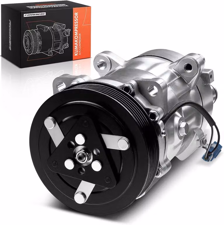 Compressore per climatizzatore compatibile con i modelli Transporter IV 70A, 70H, 7DA, 7DH, 2.4L e 2.5L, prodotti dal 1990 al 2003, e con i modelli Transporter IV 70E, 70L, 70M, 7DE, 7DL, 2.4L e 2.5L, prodotti dal 1990 al 2000