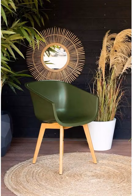 Set di 2 sedie da giardino AMALIA Hartmann in legno e plastica color verde eucalipto in stile scandinavo