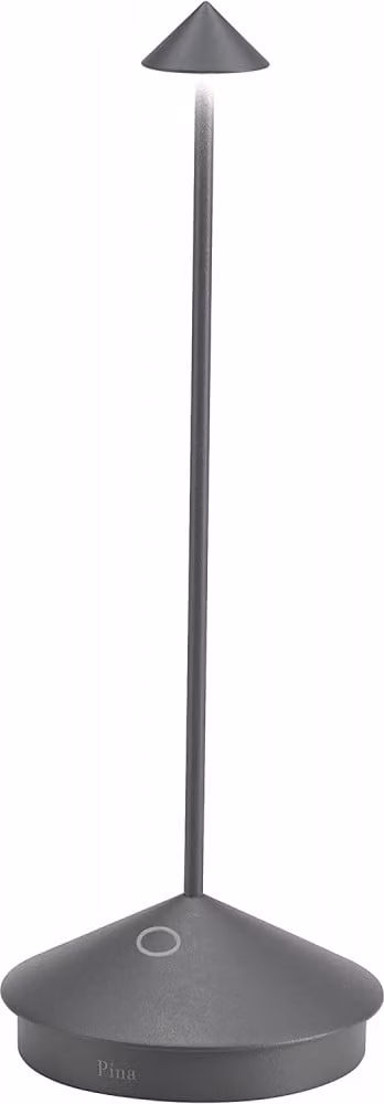 Lampada a led da tavolo Pina Pro Grigio Scuro ricaricabile e dimmerabile senza fili Zafferano
