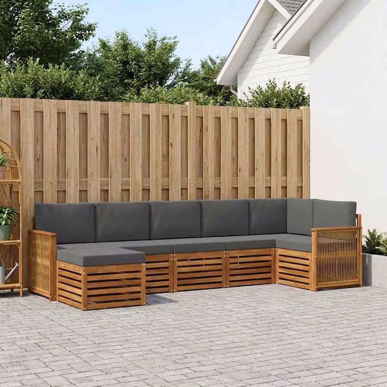 Set di divani da esterno vidaXL 6 pz in legno di acacia con cuscini beige e antracite