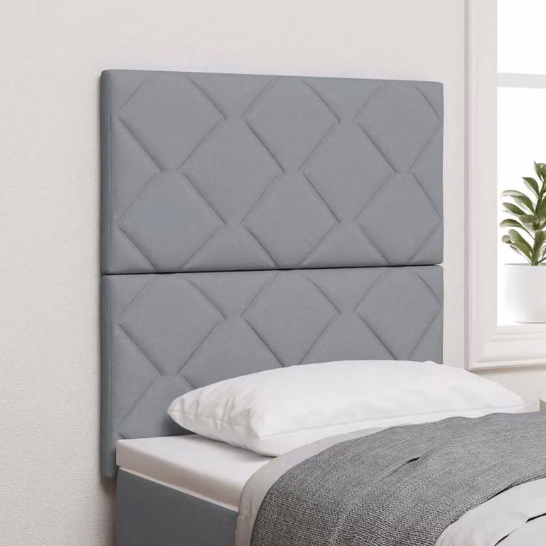 Testiera per letto moderna vidaXL in tessuto grigio con struttura in legno di pino
