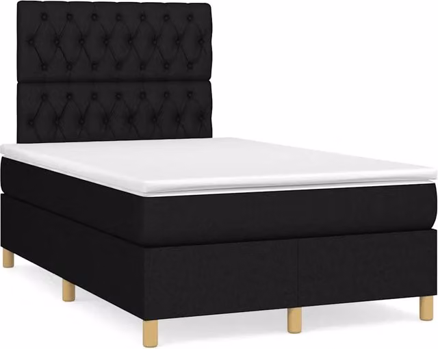 Letto Ibrido vidaXL con Struttura in Legno di Pino e Materasso Nero e Bianco L/P/H: 120 x 200 cm