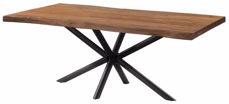 MASSIVMOEBEL24 | Tavolo da pranzo in legno di sheesham 220x100x76 verniciato grigio / gambe incrociate antracite matt FREEFORM 5