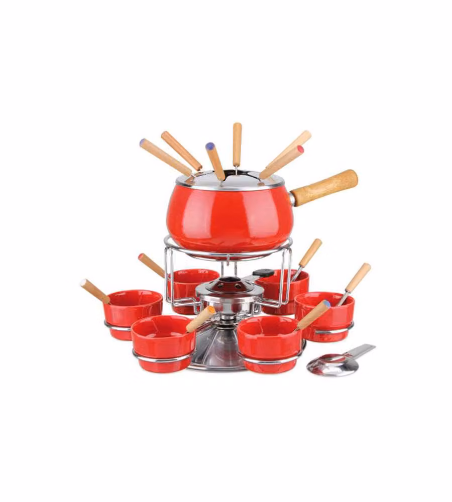 Fonduta Smaltata Rossa  Lucida       Set Pz.23 Eva