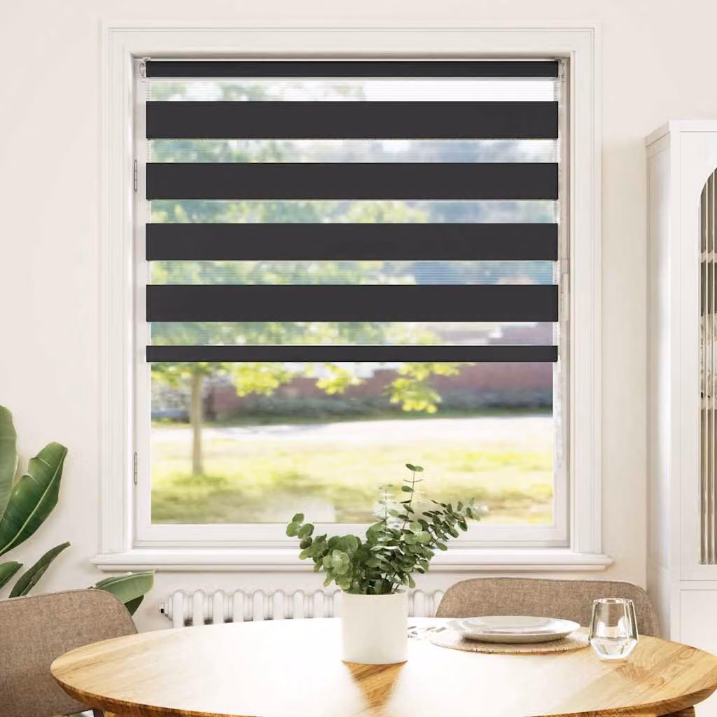 vidaXL Tenda a Rullo Zebra Nero Larghezza Tessuto 110,9 cm Poliestere