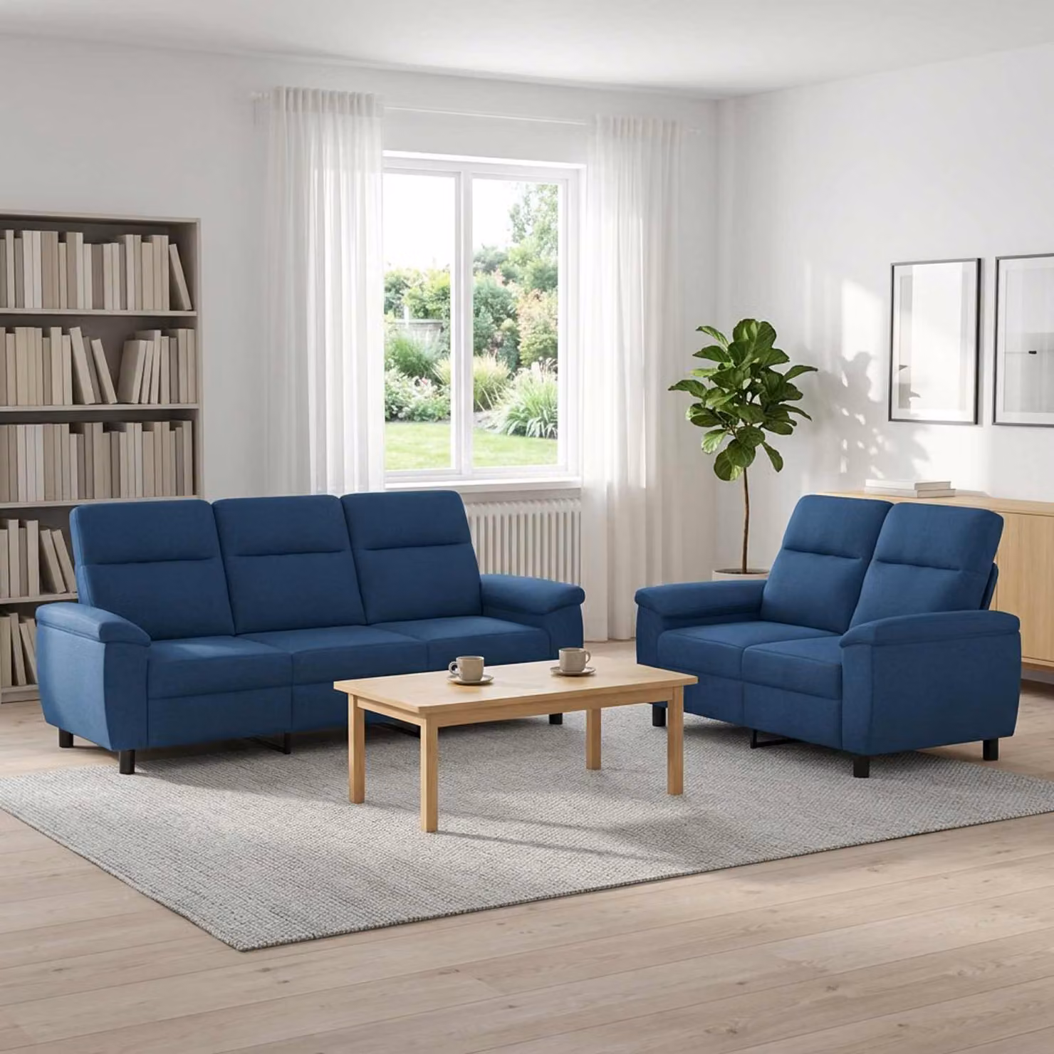 Set di 2 divani moderni vidaXL in tessuto blu con struttura in metallo per il tuo soggiorno