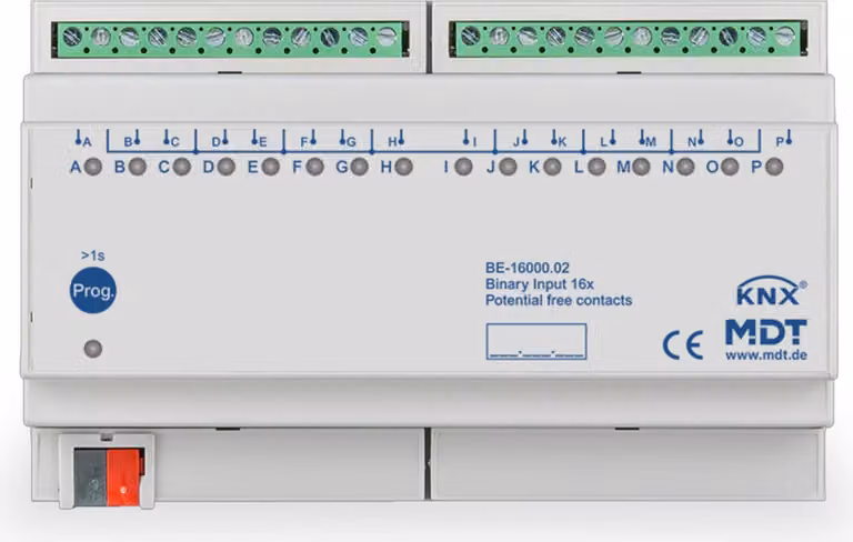 MDT KNX Ingresso binario 16 vie senza potenziale REG, 1 pz.