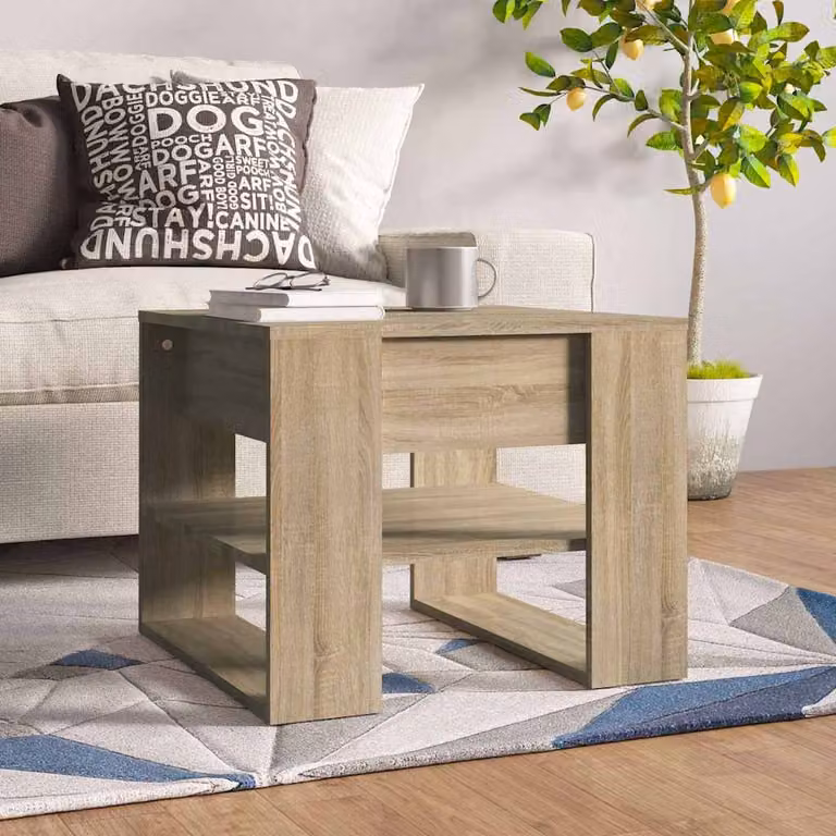 Tavolino da salotto vidaXL in legno multistrato e MDF color rovere sonoma, L 55,5 x P 55,5 x H 45 cm