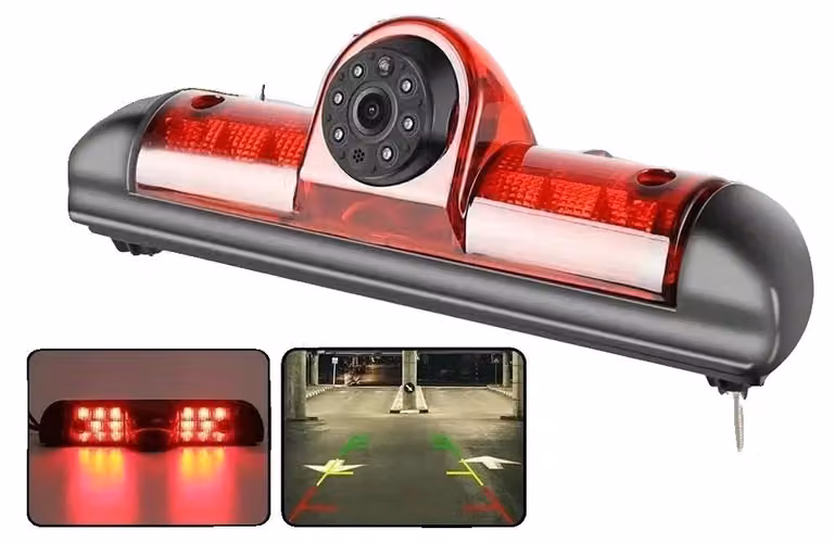 Telecamera per la luce dei freni, materiale ABS, angolo di visualizzazione di 170°, risoluzione di 733.493 pixel, visione notturna con infrarossi, grado di impermeabilità IP68