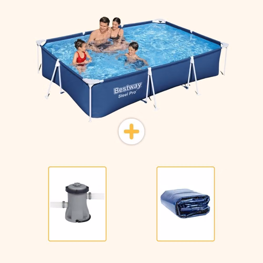 Bestway Steel Pro, piscina rettangolare - 300x201x66 cm - 3 pezzi - Modello S22300