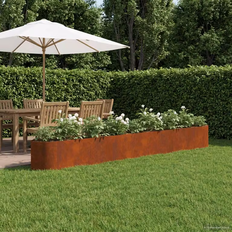 Letto rialzato da giardino vidaXL in acciaio Corten marrone/rosso L: 380 cm, P: 40 cm, H: 40 cm