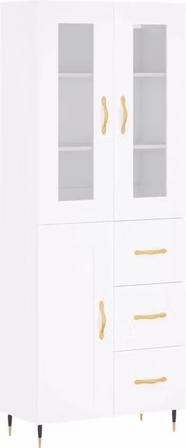 Credenza | Madia | Buffet da pranzo | Armadio da pranzo Bianca 69,5x34x180 cm in Legno Multistrato