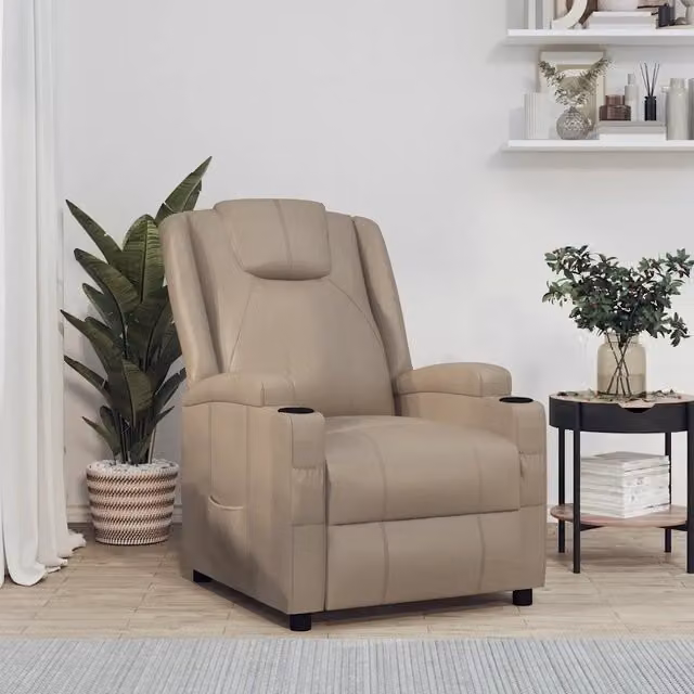 Poltrona Reclinabile Relax VIDAXL in Similpelle Beige con Braccioli e Regolazione Manuale