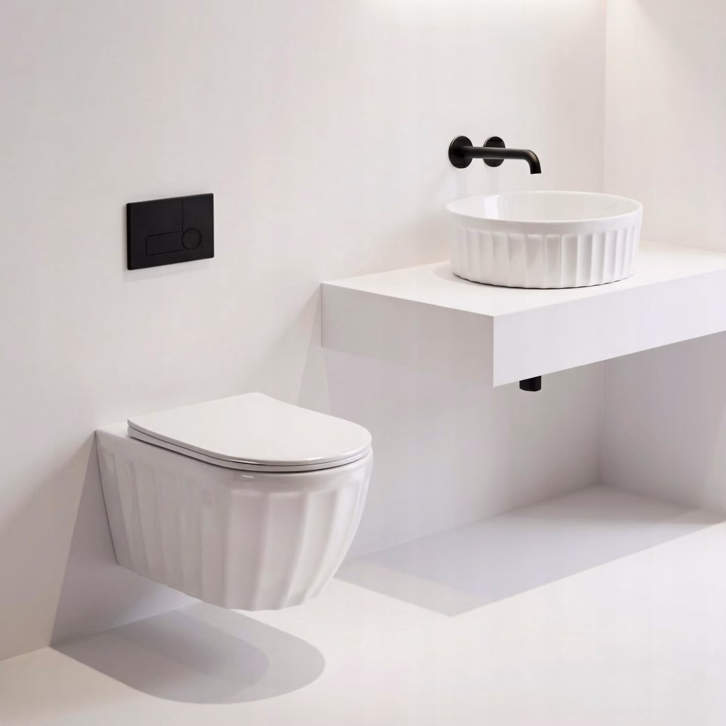 Set lavabo e WC sospeso Bianco
