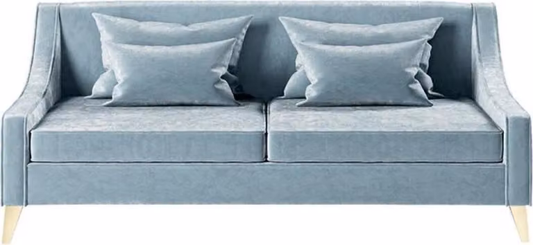 Samt Dreisitzer Sofa 3 Sitz Sofas Stoff Wohnzimmer Polyester Modern Luxus Blau