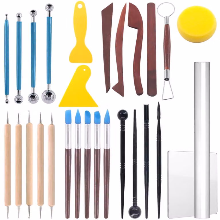 Omgoods - Set di 28 strumenti per la scultura e la modellazione della creta