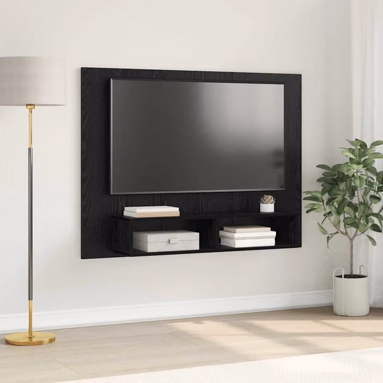 vidaXL Set mobile TV in stile rustico Rovere Nero L 120 x P 23,5 x H 90 cm