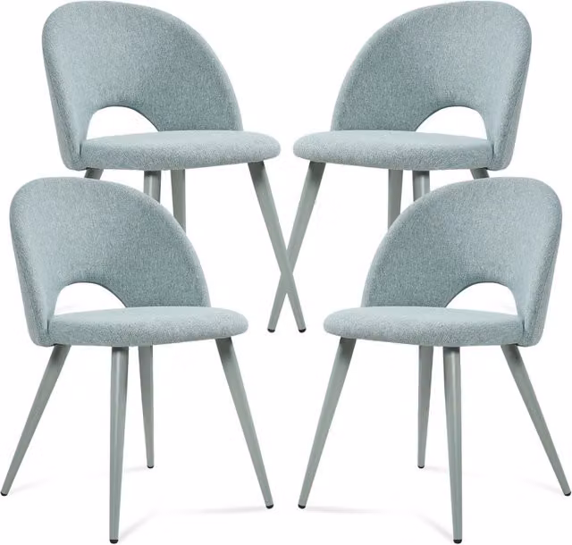 Set di 4 sedie da sala da pranzo imbottite Karijoki en.casa con rivestimento in tessuto verde chiaro