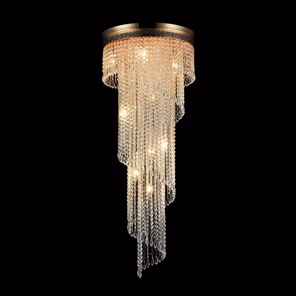 Lampadario a sospensione Maytoni Palazzo in cristallo e metallo oro, 12 x E14, DIA522-CL-12-G – 2