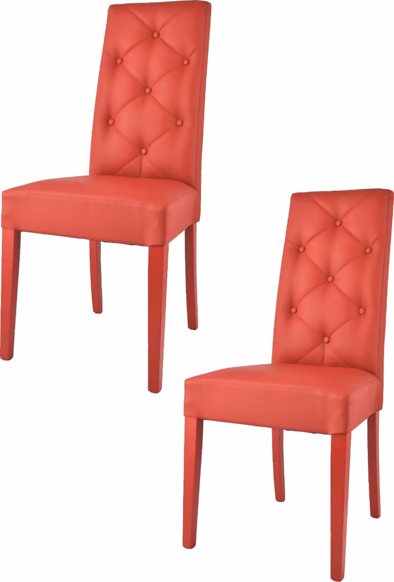 t m c s Tommychairs - Set di 2 sedie moderne CHANTAL per cucina e sala da pranzo, struttura robusta in legno di faggio laccato colore rosso, imbottita e rivestita in Pelle finta colore rosso