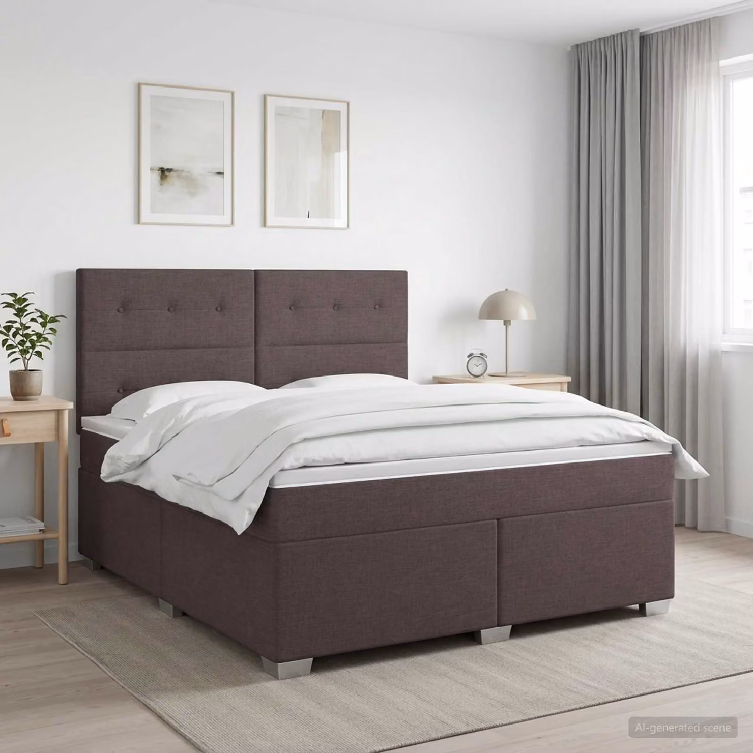 vidaXL Letto box spring con materasso a molle insacchettate Marrone e Bianco L/P: 140 x 200 cm