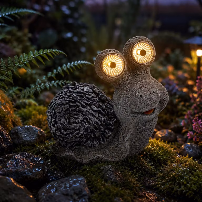 LUMILED Solar, lumina decorativa solare a forma di lumaca, adatta per l'esterno, grado di protezione IP44 (resistente agli schizzi), luce bianca calda 3000K, figura solare per decorazioni da esterno e giardino, lampada solare con luce LED, decorazione per