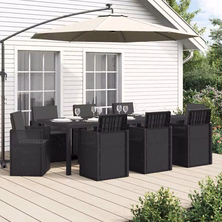 Set da pranzo per giardino e terrazza vidaXL in plastica antracite, 9 pezzi