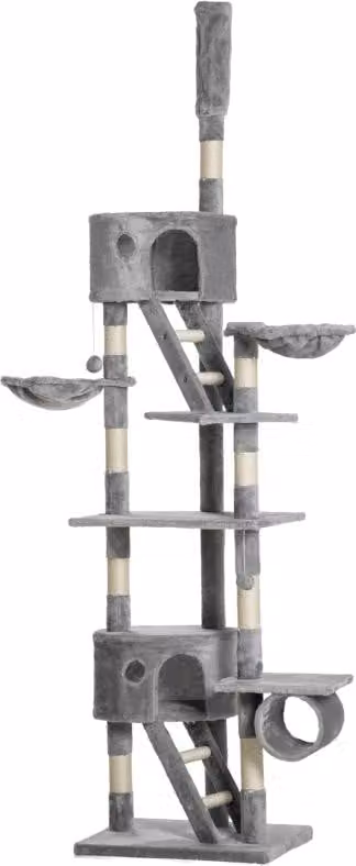 Fortuna Lai Tiragraffi per gatti 240-260 cm Alto fino al soffitto Tiragraffi grande Tiragraffi per gatti Tiragraffi per gatti di grossa taglia con corda in sisal Grigio chiaro