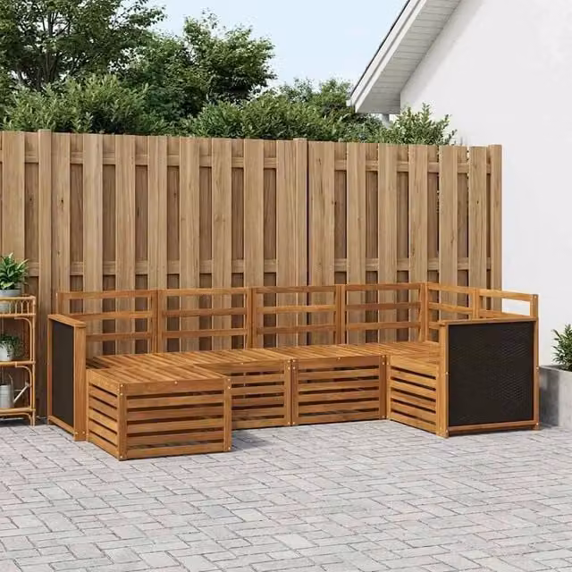 Set di divani da esterno 5 pz Naturale Legno di Acacia Massello 3384550