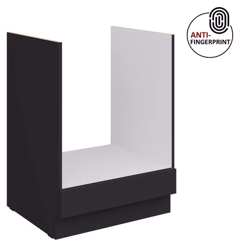 Mobile base da cucina da 60 cm, linea ARIA, nero ultra opaco + nero opaco, frontali di alta qualità con rivestimento anti-impronta, cucina a incasso, blocco cucina