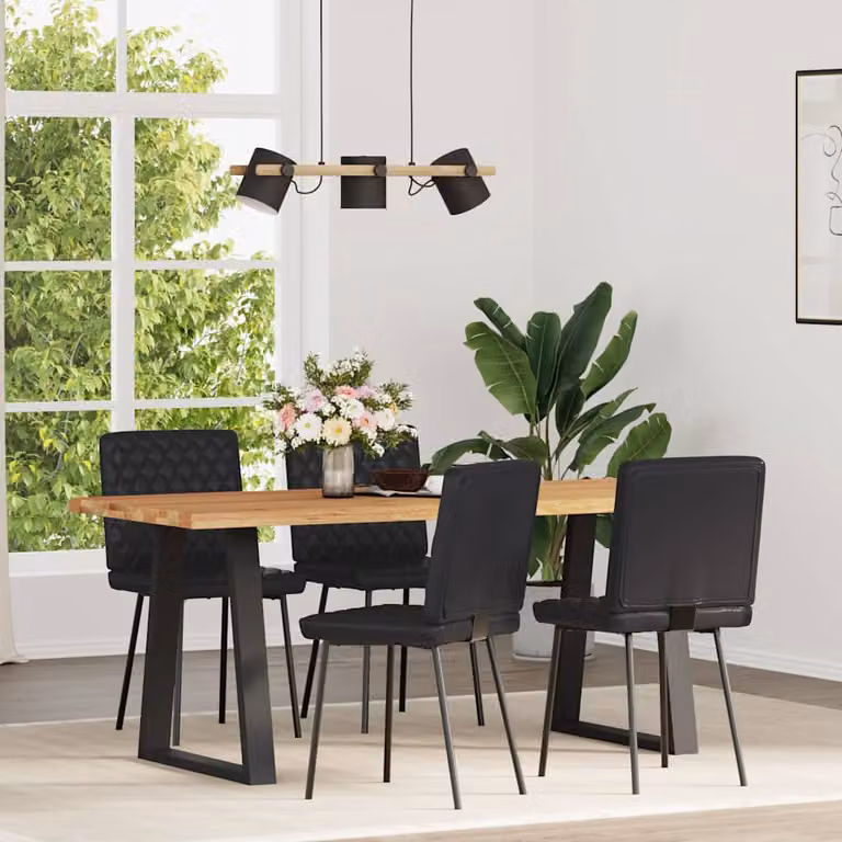 vidaXL Sedie da Pranzo 4 pz Nere in Similpelle